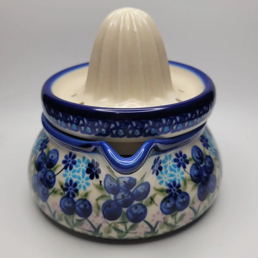 Kalich Polish Pottery Citrus Juicer Unikat Blueberry Floral Julia D‎ Boleslawiec